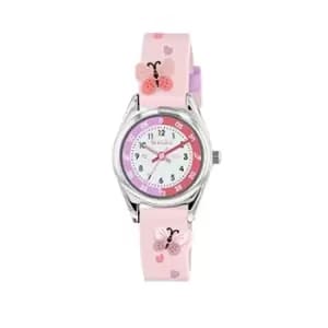 Tikkers Pink Strap Silver Time Teacher Butterfly Watch TK0206