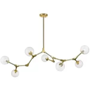 Zumaline Deimos Globe Pendant Ceiling Light, Matt Gold, 7x G9