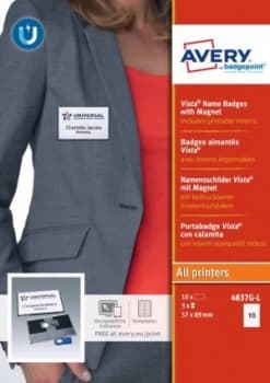 Vista 60 Name Badge with Magnet Anthracite 10 Badges 30 Lbls