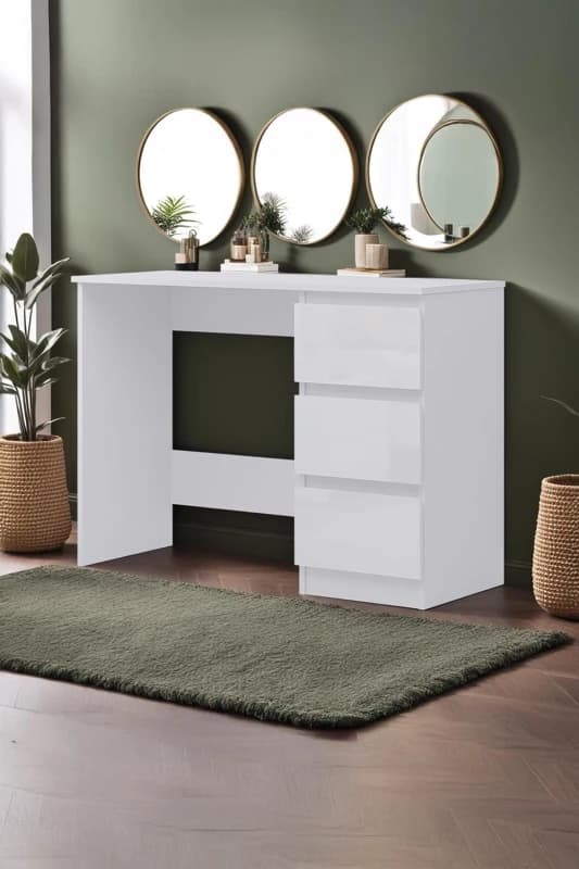 FWStyle FWStyle Gloss White Dressing Table 3 Drawer Desk Scratch Resistant White One Size Unisex 5056413127679