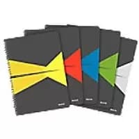 Leitz Wirebound Notebook A4 Squared Wire Laminated Cardboard Multicolour Perforated 90 Pages Pack of 5