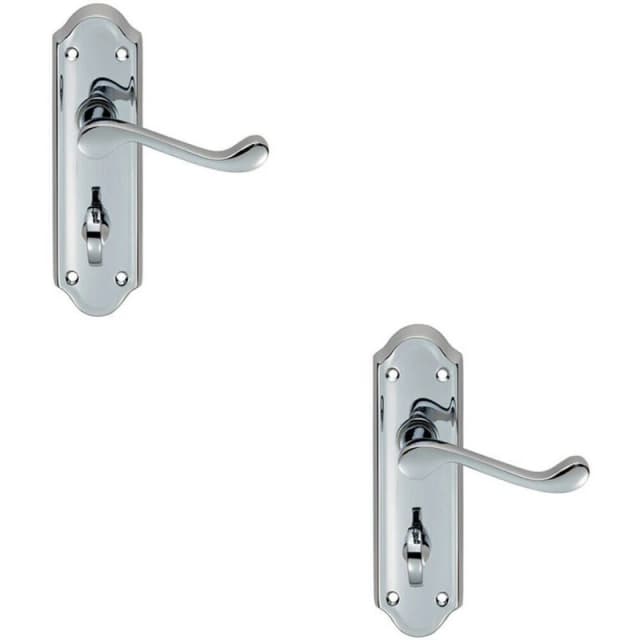 Loops 2x PAIR Victorian Upturned Lever on Bathroom Backplate 168 x 47mm Chrome Multi