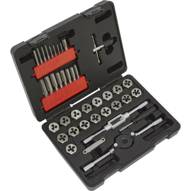 Loops 39pc Metric Tap & Hex Die Set - M3 to M12 - Manual Bar & Socket Threading Tool Multi