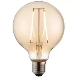 95mm GLOBE LED Filament Light Bulb AMBER GLASS E27 Screw 2W Warm White Lamp