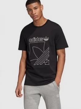 Adidas Originals Spirit 3 Stripe T-Shirt - Black