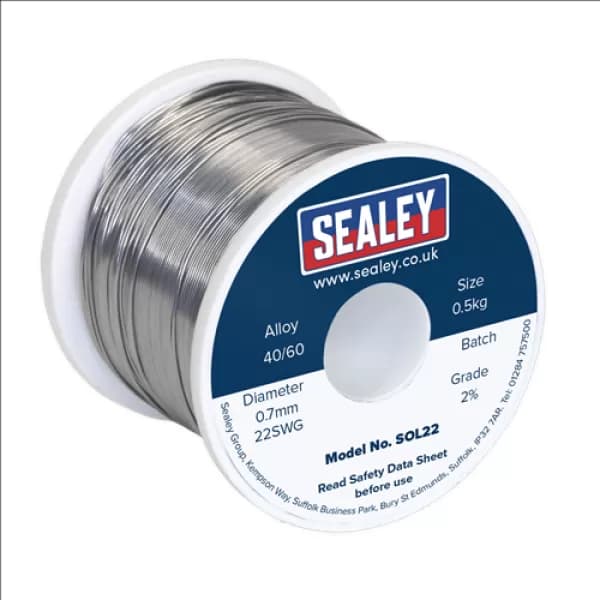 Genuine SEALEY SOL22 Solder Wire Quick Flow 2% 0.7mm/22SWG 40/60.5kg Reel