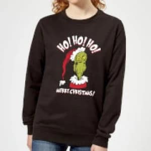 The Grinch Ho Ho Ho Womens Christmas Sweatshirt - Black