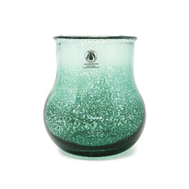 Verano Spanish Ceramics Recycled Glass Rimma Clear Home Decor Round Teardrop Jar (H) 20cm Teal unisex