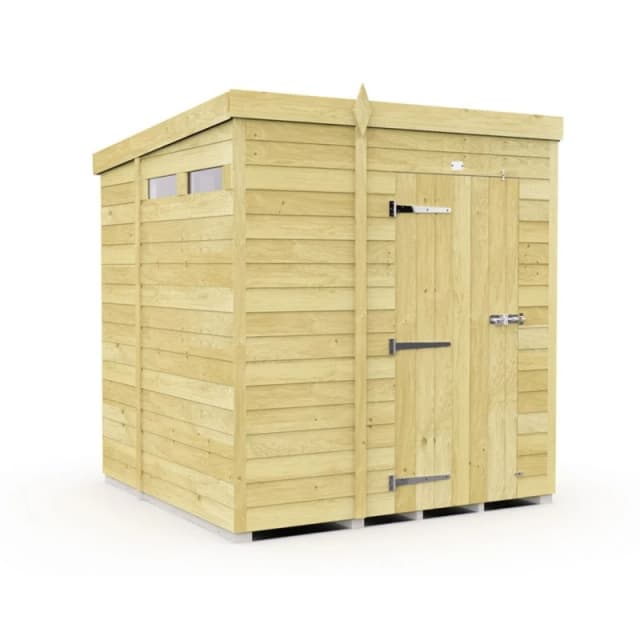 Buttercup Farm 6 x 6 Feet Pent Security Shed - Single Door - L178 x W185 x H201cm in Brown Brown Unisex