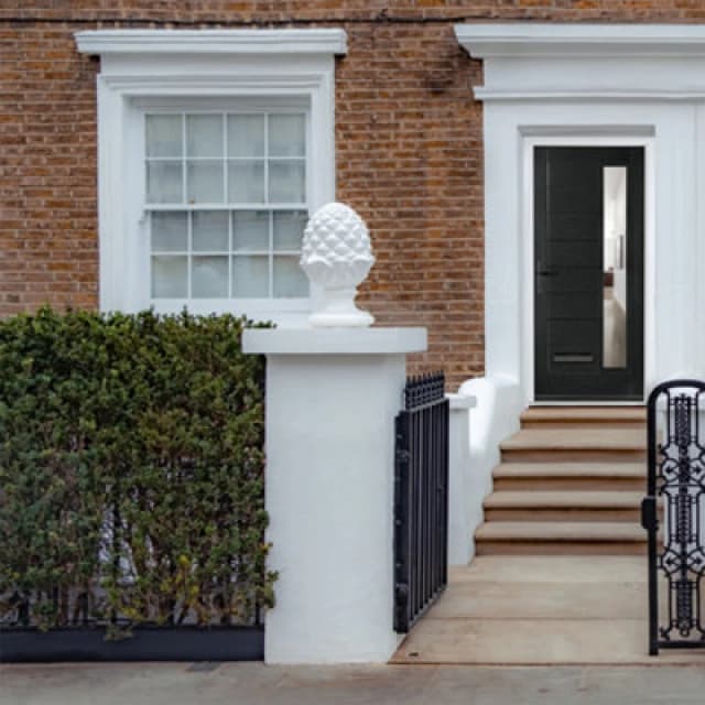 Lacerta Composite Door Monza Black 890mm X 2090mm Open In Right Hand Clear Glass 10 Year Guarantee - Free Delivery & Smart Lock