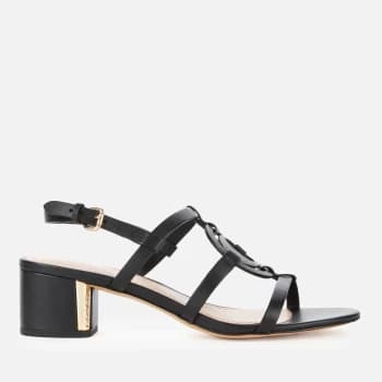 Coach Womens Edina Leather Block Heeled Sandals - Black - UK 4