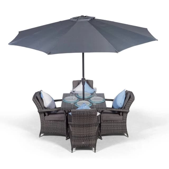 Thats Furniture Arizona Square 4 Seater Rattan Patio Dining Set in Grey Grey Unisex