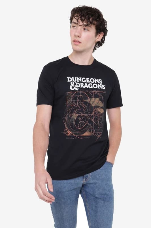 Dungeons & Dragons Men Dungeons & Dragons Sketch Mens Mens T-Shirt Black Size: Small Black S Male 5052777736434
