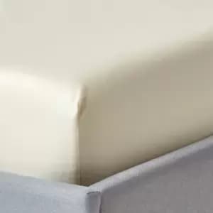 Cream Organic Cotton Fitted Sheet 400 Thread Count, King - Cream - Cream - Homescapes