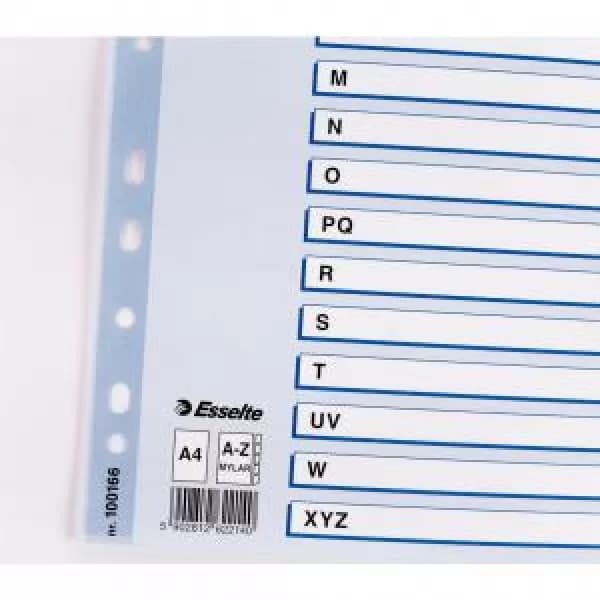 Esselte Mylar, Pre-printed Divider, A-Z, A4, Assorted Colours
