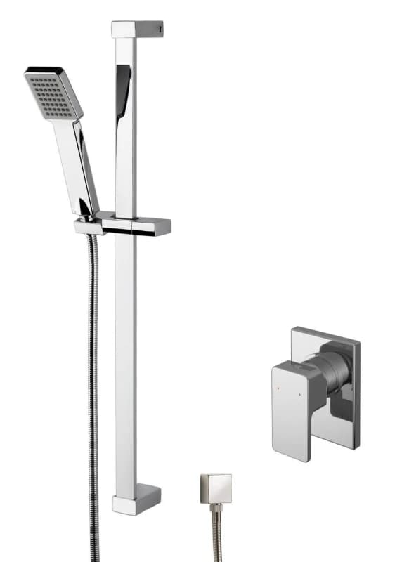 Balterley Concealed Square Manual Valve Slide Rail Kit Shower Bundle Set in Silver Silver Unisex