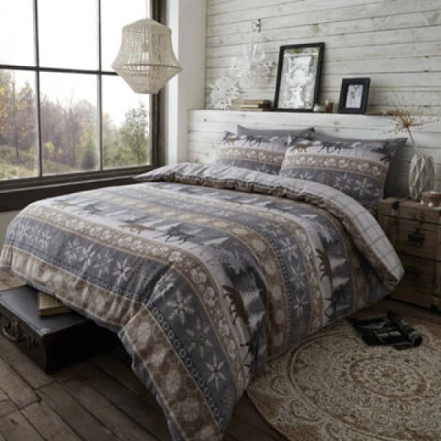 Happy Linen Company Warm Alaska Brushed Cotton Bedding Taupe Single