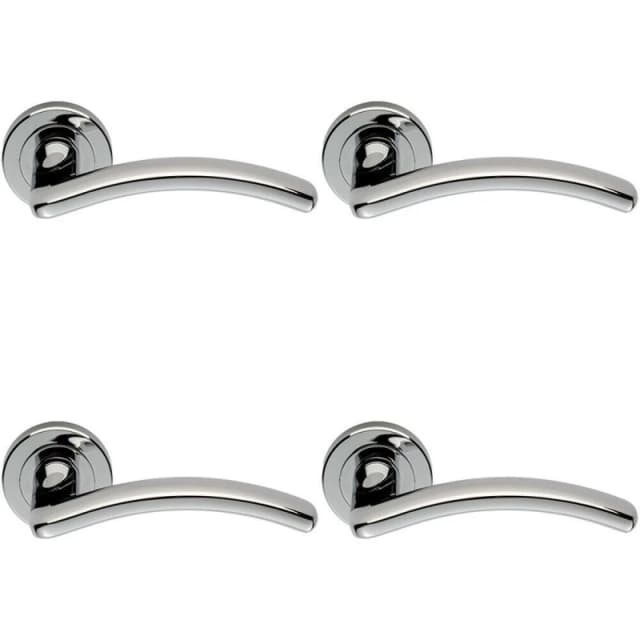 Loops 4x PAIR Oval Shape Arched Bar Lever on Round Rose Concealed Fix Polished Chrome Multi