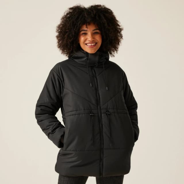 Regatta Womens Rurie Hooded Padded Insulated Jacket Coat 10 - Bust 34' (86cm) Black RWN277-800-10