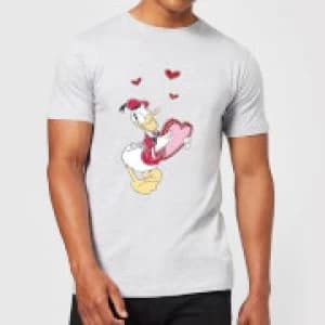 Disney Donald Duck Love Heart Mens T-Shirt - Grey - 3XL