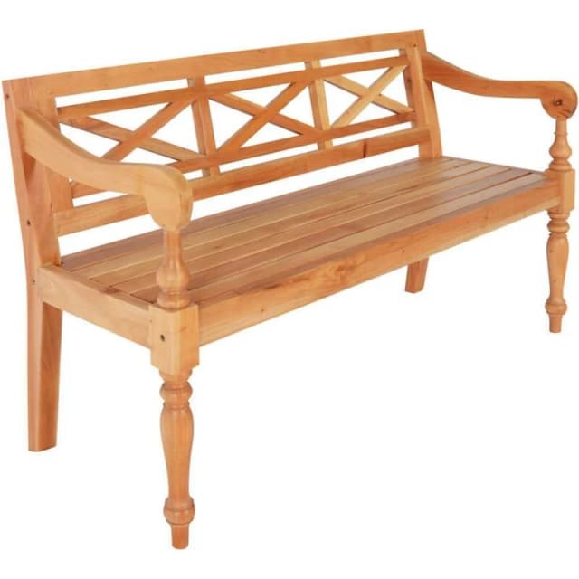 VIDAXL Batavia Bench 123cm Solid Mahogany Wood Light Brown Vidaxl 8720286668214
