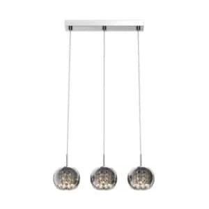 Crystal Ceiling Mounted Bar Pendant Light, Glass, 3x G9