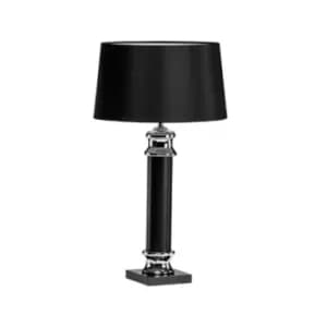 Black with Silver Contrast Column Table Lamp