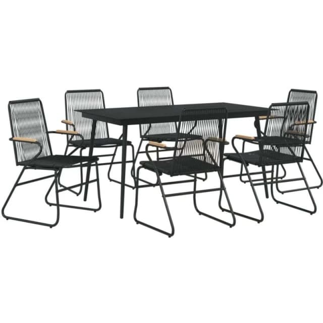 VIDAXL 7 Piece Garden Dining Set Black pvc Rattan Vidaxl 8720286241929