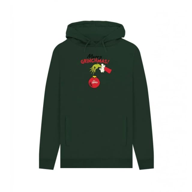 The Grinch Mens Merry Grinchmas Bauble Hoodie in Bottle Green Size: Small Bottle Green Male S