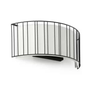 Linda 2 Light Indoor Wall Light Black with White Shade, E27