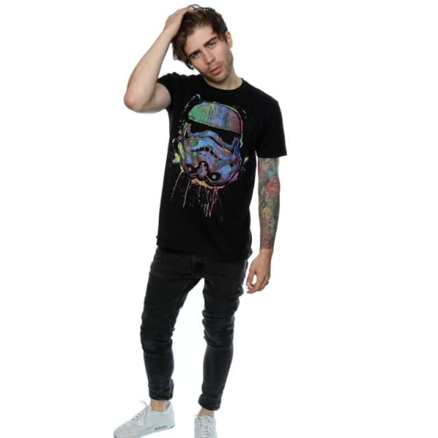 Star Wars Star Wars Men Paint Splatter T-Shirt in Black Size: Small Black S Male 5059958517769