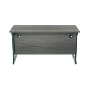 Jemini Single Rectangular Desk 1400x600x730mm Grey Oak/Silver KF800537