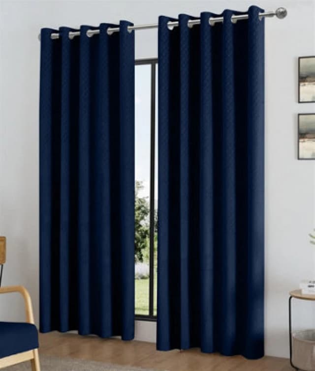 Alan Symonds Temple Velvet Blackout Ring Top Curtains - Blue Blue 90x90 Inch