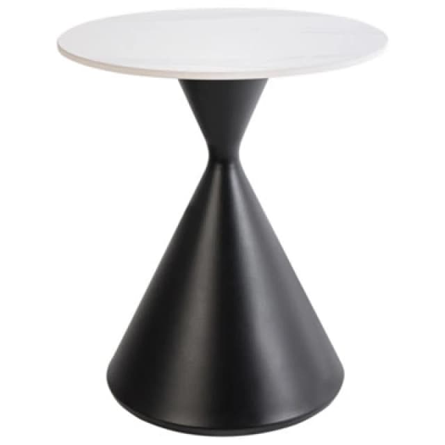 Beliani Side Table Haiwee Ceramic Black/ White