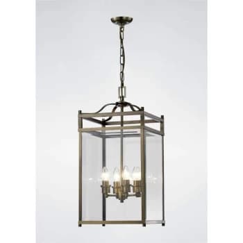 Aston pendant lamp 4 bulbs antique brass / glass