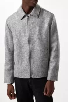 Textured Fall Collar Harrington Jacket