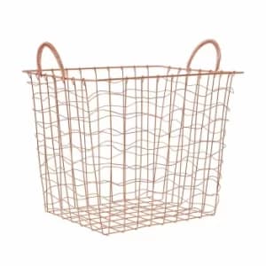 Vertex Rectangular Wire Basket with Handles 30x38x36cm, Copper