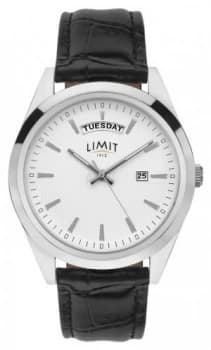 Limit Mens Black Leather Silver Dial Silver Case Watch