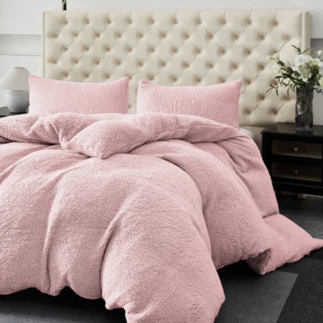 Ezysleep Ezysleep Winter Warm Soft Teddy Fleece Duvet Set in Pink Size: Double Pink Double Unisex 0721545366481