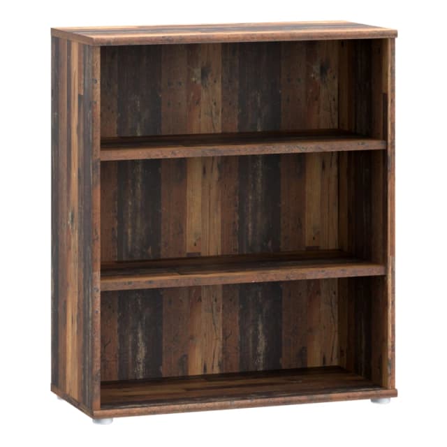 Furniture To Go Essential Low Wide 2 Shelf Bookcase in Vintage Oak in Dark Brown Dark Brown Unisex