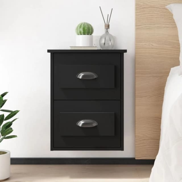 VIDAXL Wall-mounted Bedside Cabinet Black 41.5x36x53cm Vidaxl 8720845792848