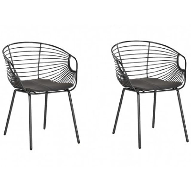 Beliani Set Of 2 Dining Chairs Hoback Metal Black