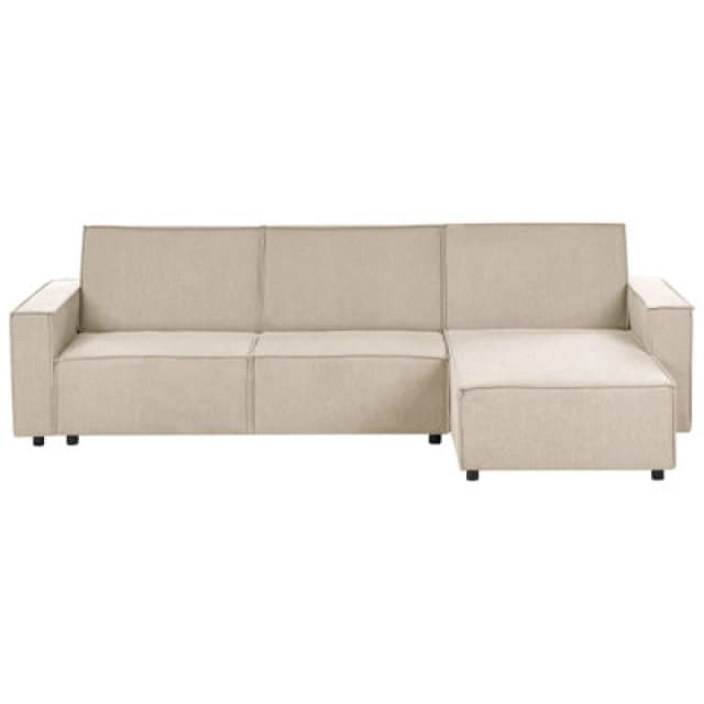 Beliani Corner Sofa Bed 3 Seater Romedal Ii Fabric Beige Left Hand