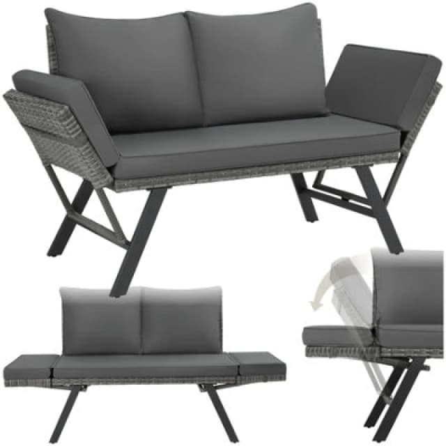 Tectake Garden Sofa Sintra - Multi-Functional, Uv And Weather Resistant - Grey