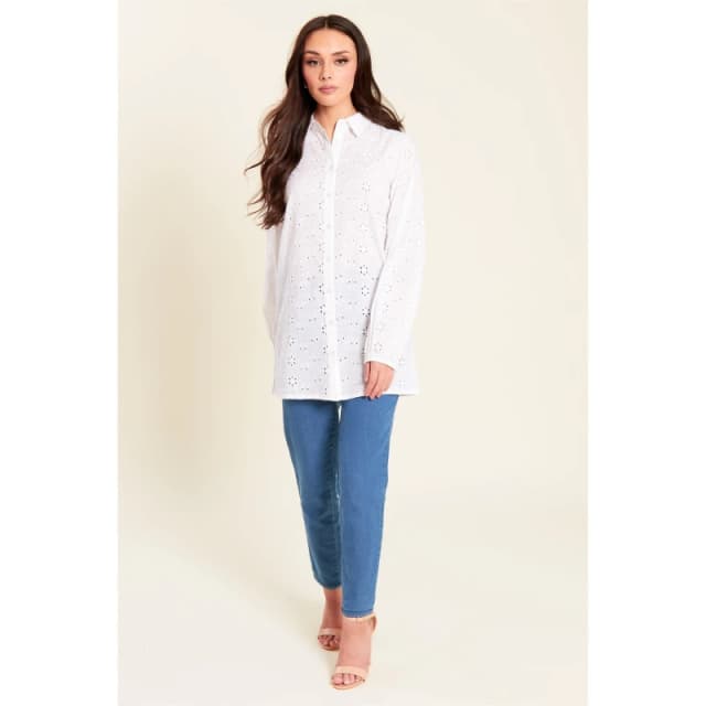 Be You Broderie Shirt Womens - White White 8