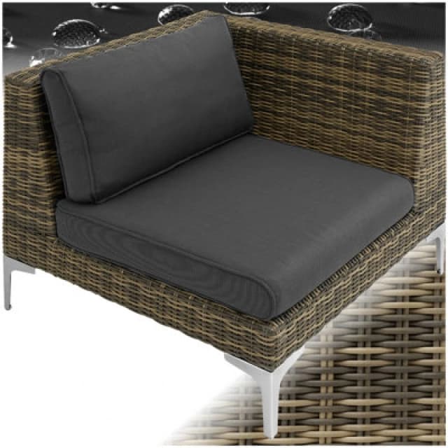 Tectake Rattan Garden Furniture Villa Nova - Left Corner Chair, Thick Seat Cushion, 89 X 89 X 72cm - Mottled Anthracite