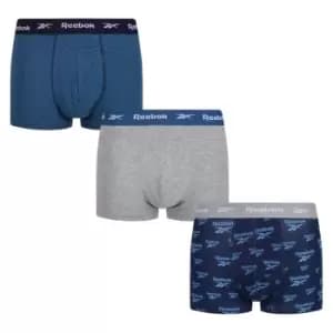Reebok 3 Pack Logo Trunks Mens - Grey