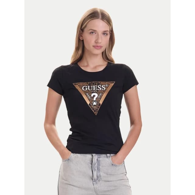 Guess T-Shirt round neck woman Guess Leo Triangle Noir Female S