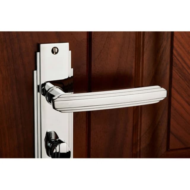 Loops PAIR Line Detailed Handle on Bathroom Backplate 205 x 45mm Polished Chrome Multi