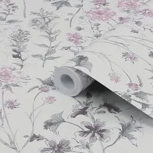 Laura Ashley Pale Iris Wild Meadow Smooth Wallpaper